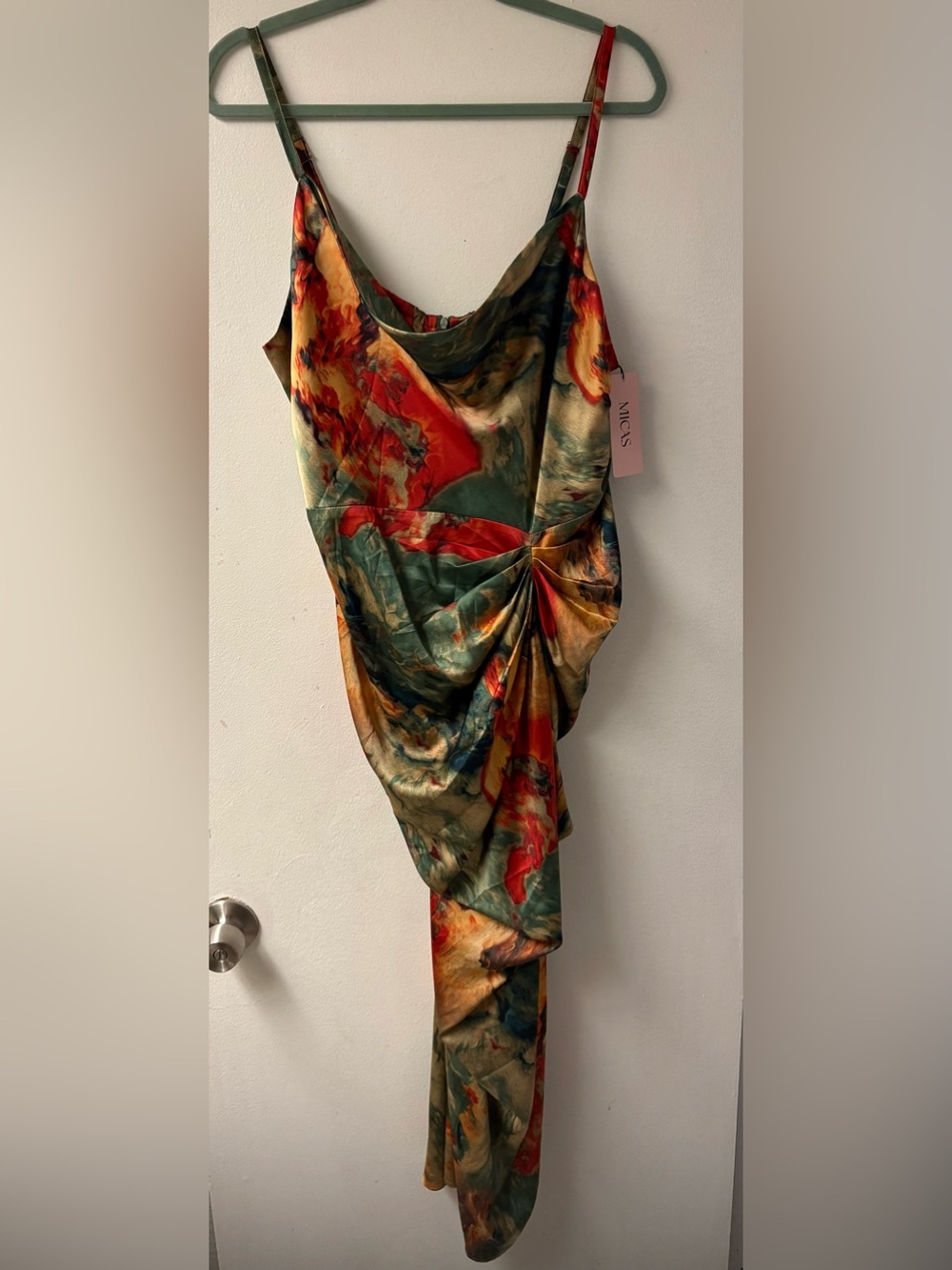New with tags ruched size 1xl Micas Draped Abstract Print Cocktail Dress
